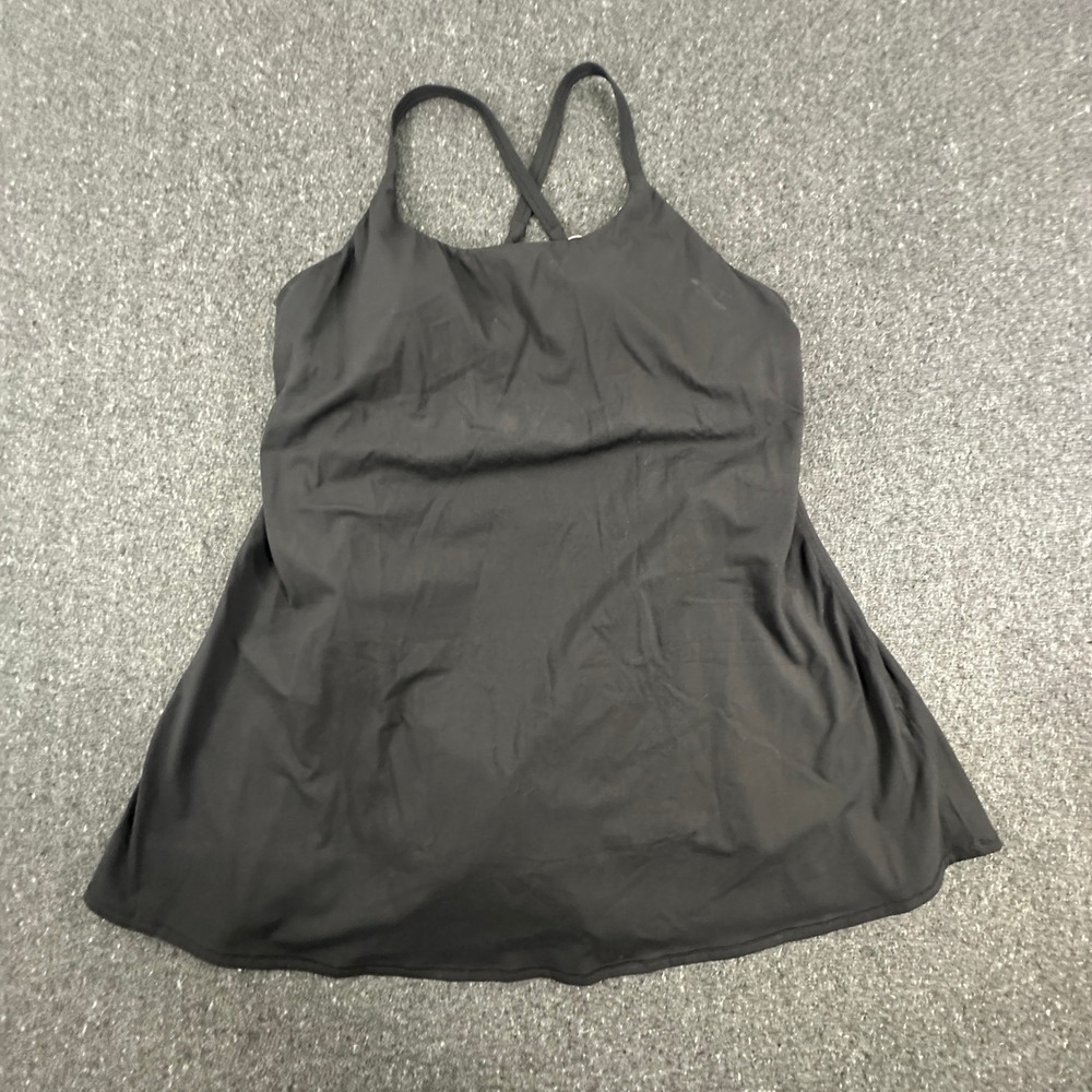 Halara Womens 2X Black tank top skirt Softlyzero Plush Cross Back Activewear Cam
